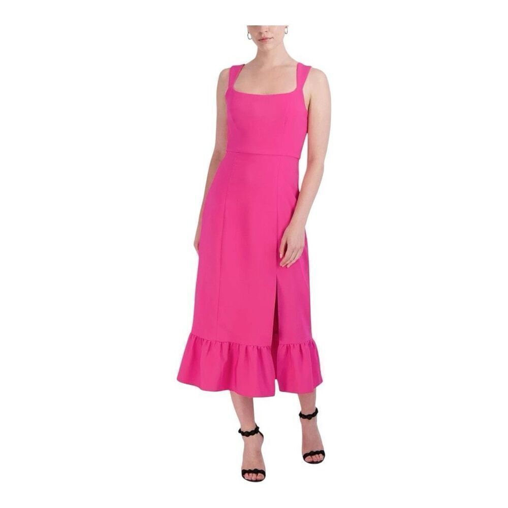 NWT Laundry by Shelli Segal HU05D09 - Ruffled Hem Long Fuschia Dress